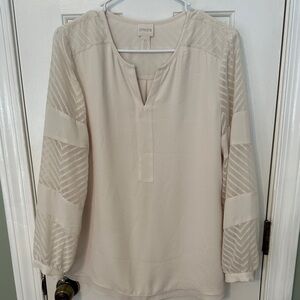Chico's Beige Blouse with Patterned Sleeves